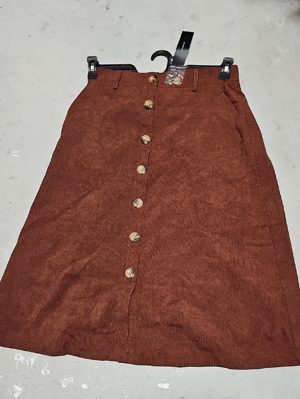 Nwt Corduroy A-Line Skirt in Rust Brown Foe Buttons #69